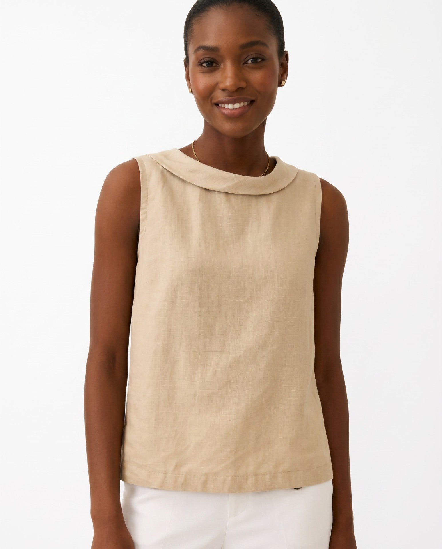 Claire Sleeveless Roll Collar Top