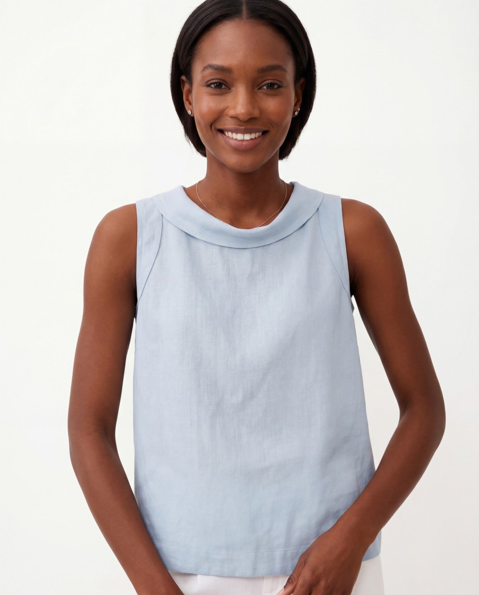 Claire Sleeveless Roll Collar Top