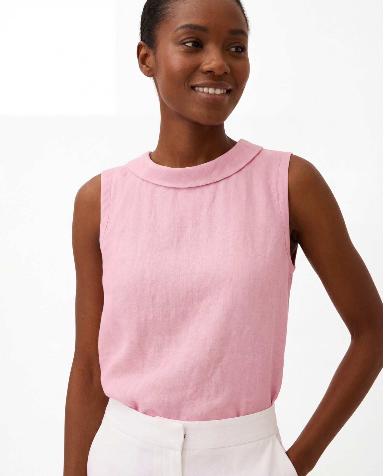 Claire Sleeveless Roll Collar Top