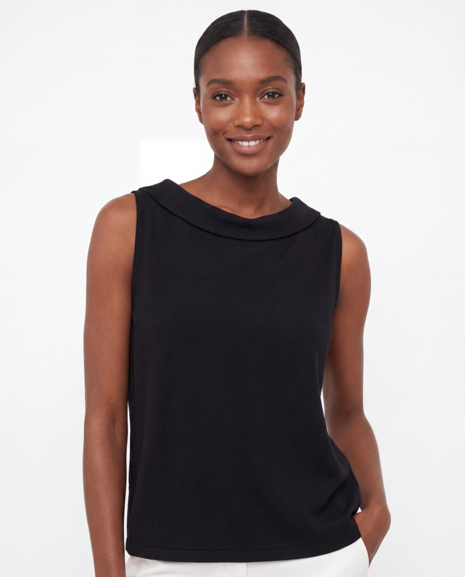 Claire Sleeveless Roll Collar Top
